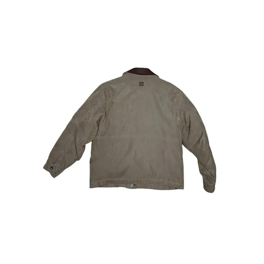 Vintage 90s Rainforest Microfiber Leather Field Bomber Jacket Khaki Green Large